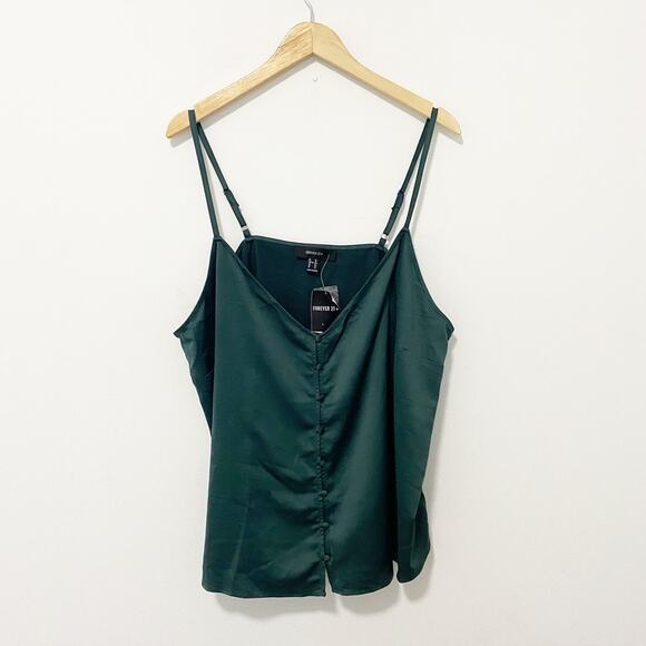 NEW Forever 21 Green Silky Tank Blouse Size 3X - Picture 1 of 5